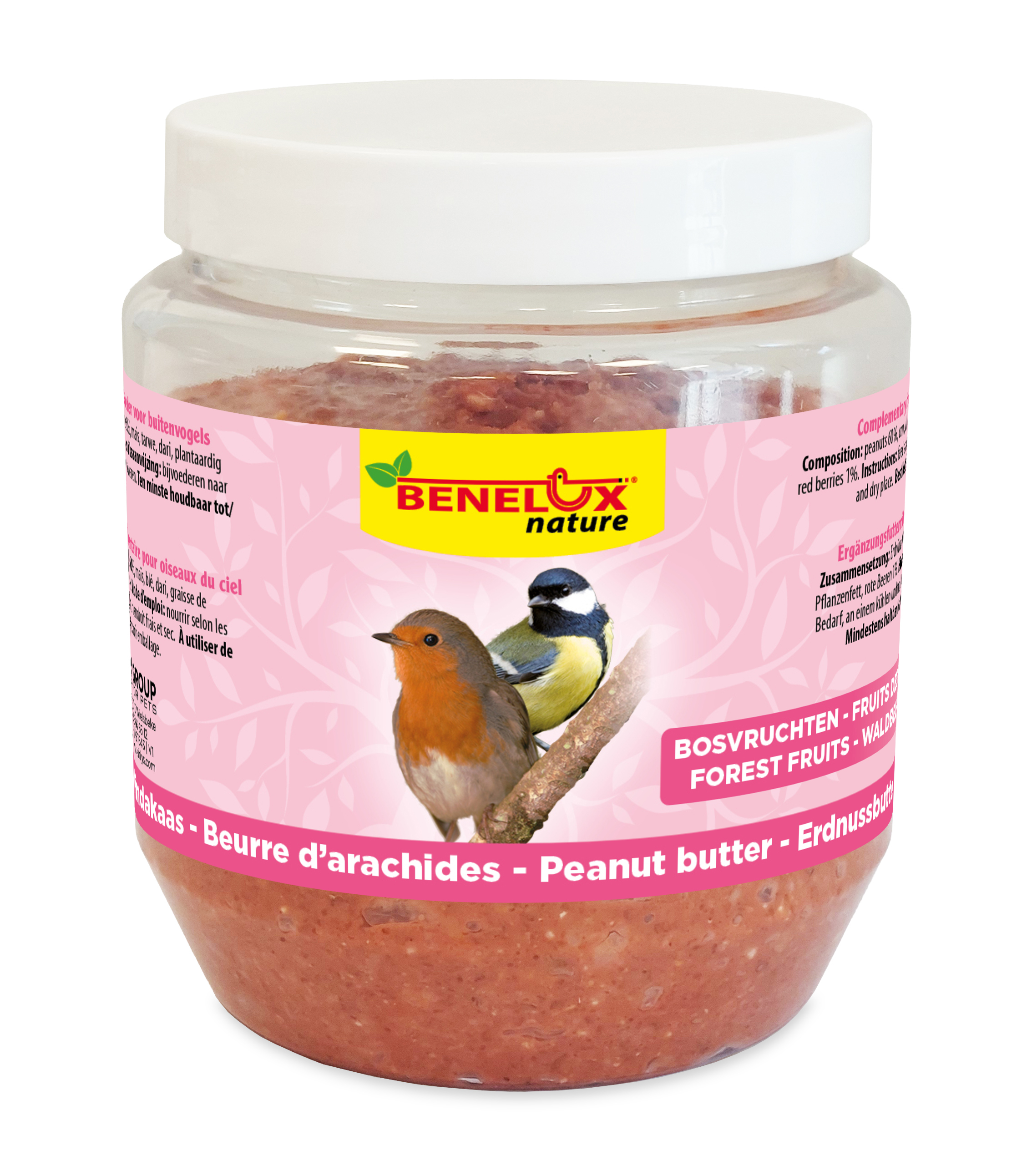 VOGELPINDAKAAS 350G BOSVRUCHTEN