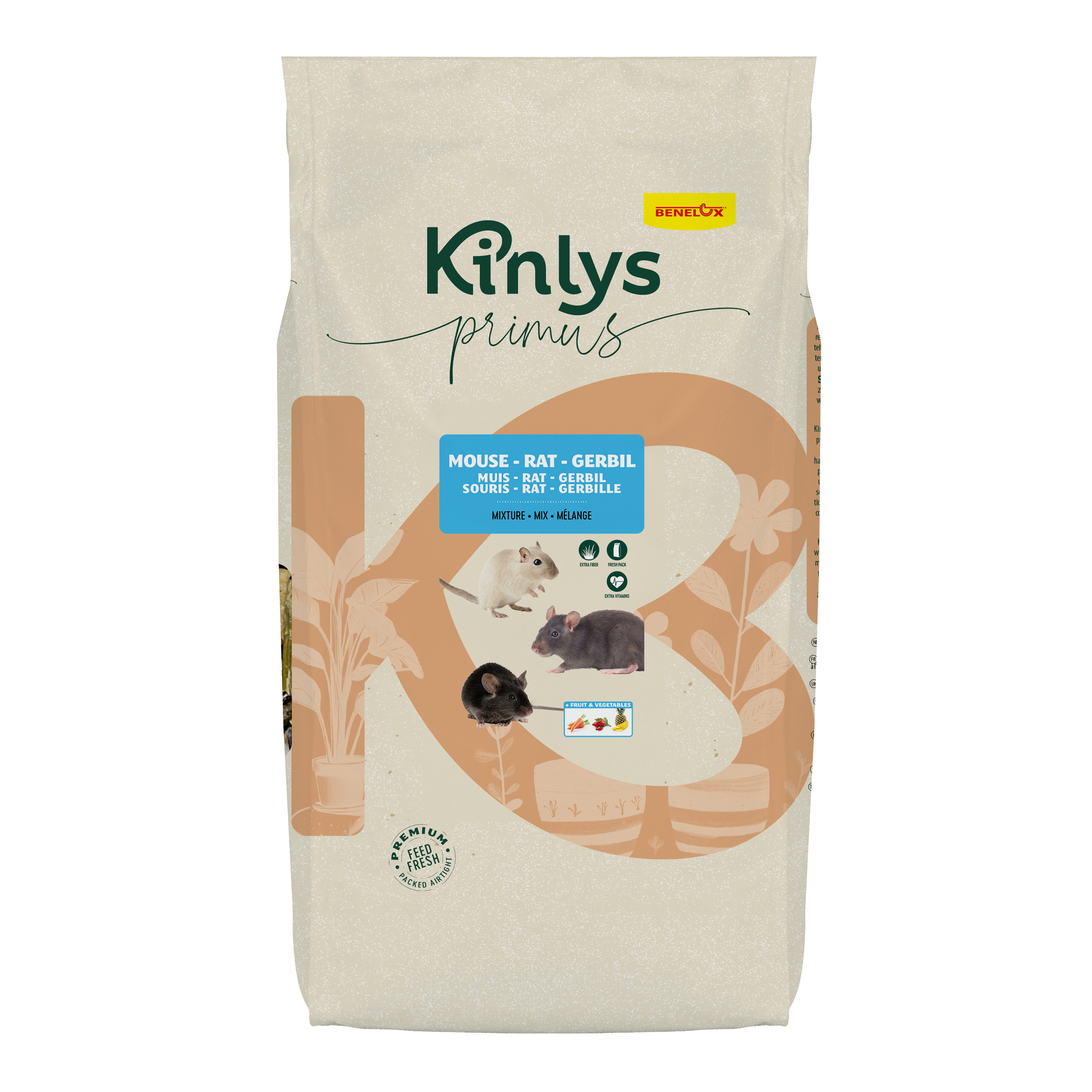 Kinlys Primus muizen-, ratten- en woestijnrattenvoer zak 750g