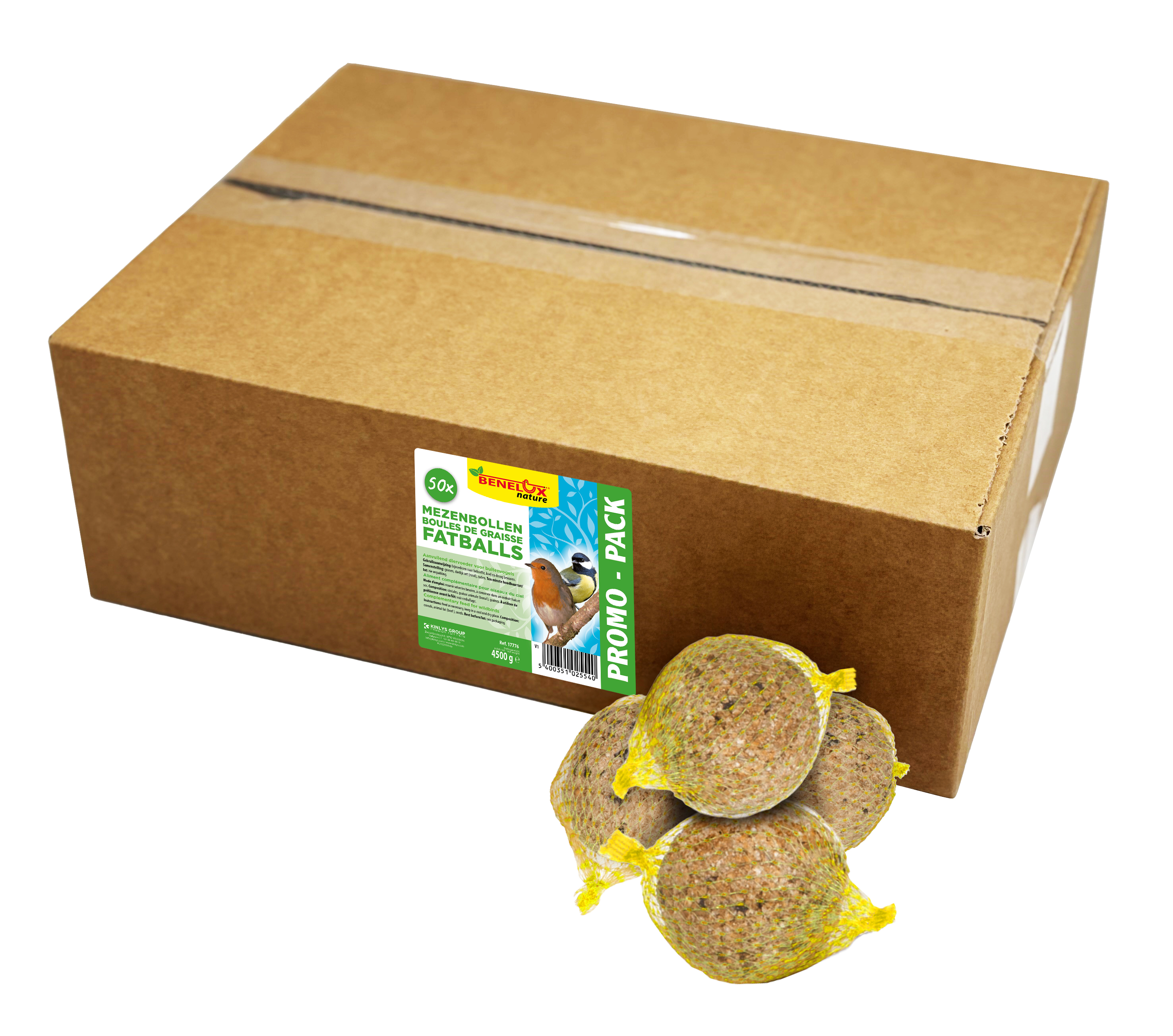 MEZENBOLLEN 50 ST IN DOOS MET NET VOOR VRIJE NATUURVOGELS