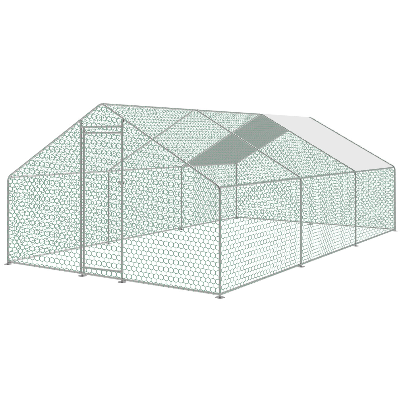 POULAILLER METALLIQUE AVEC TOIT 6X3X1,95 M - 2 BOÎTES