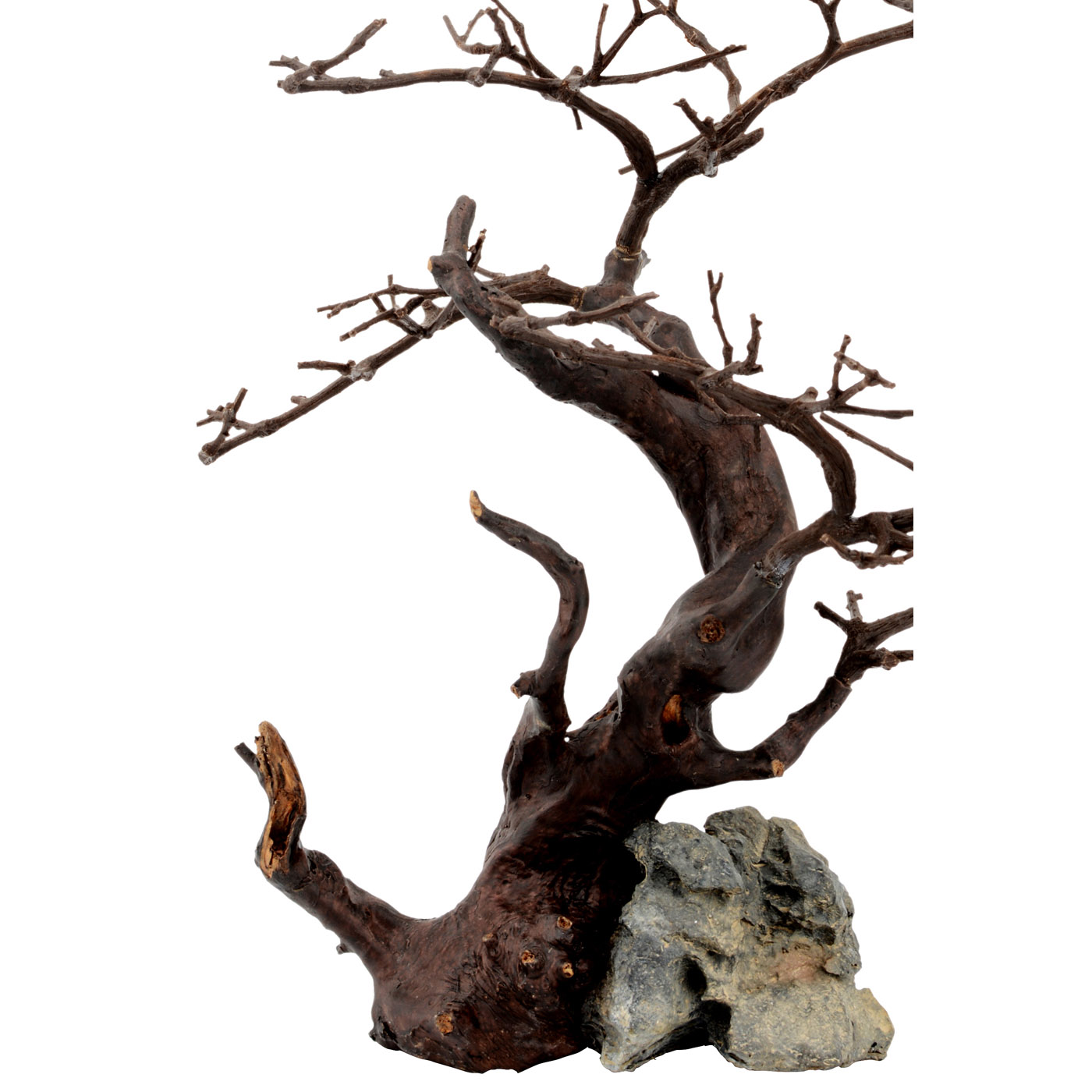 DÉCORATION BOIS ET ROCHE NOIR 26 X 22 X 32