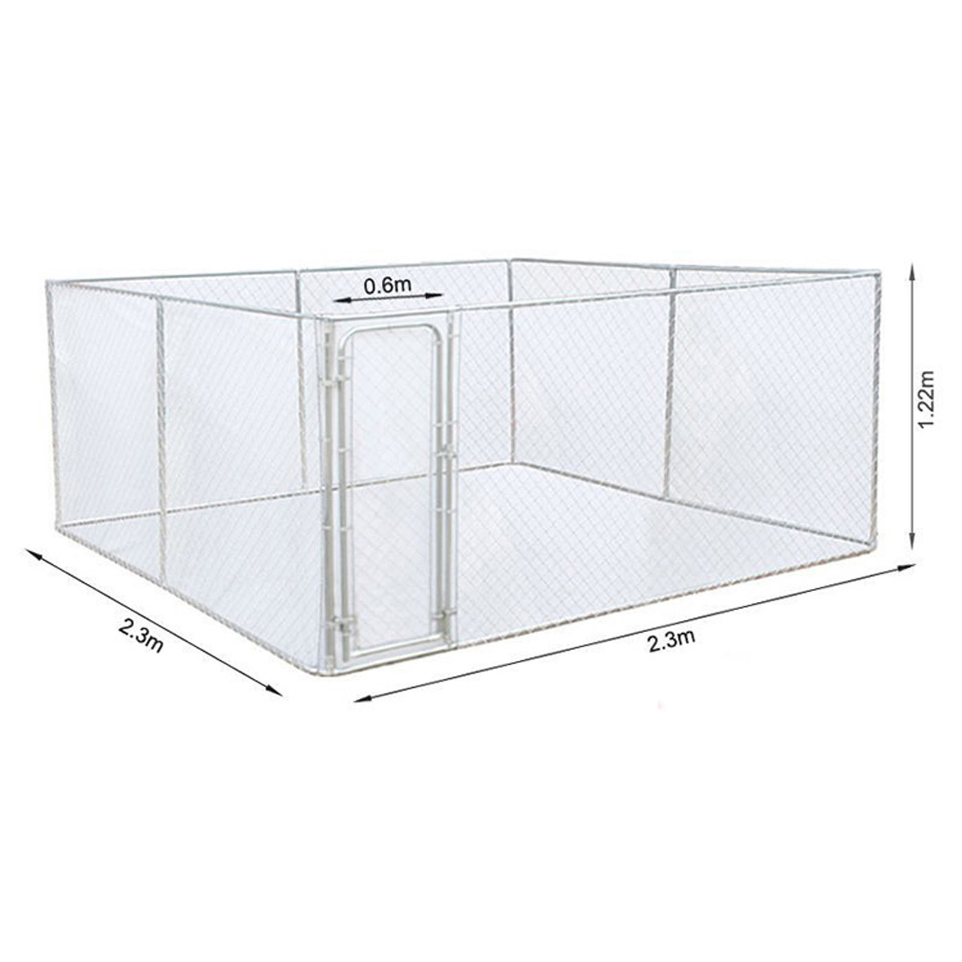 CHENIL MÉTALLIQUE 2,3 X 2,3 X 1,22 M