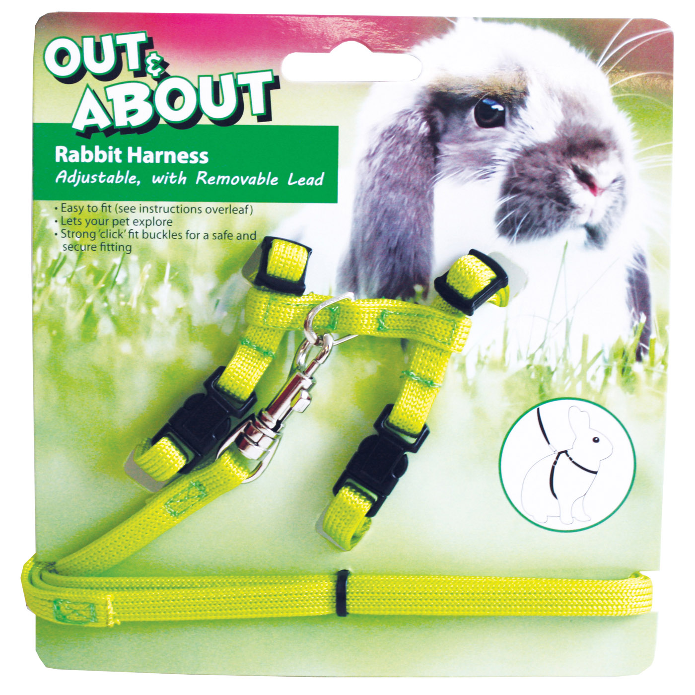 RABBIT HARNESS & LEAD SET GREEN