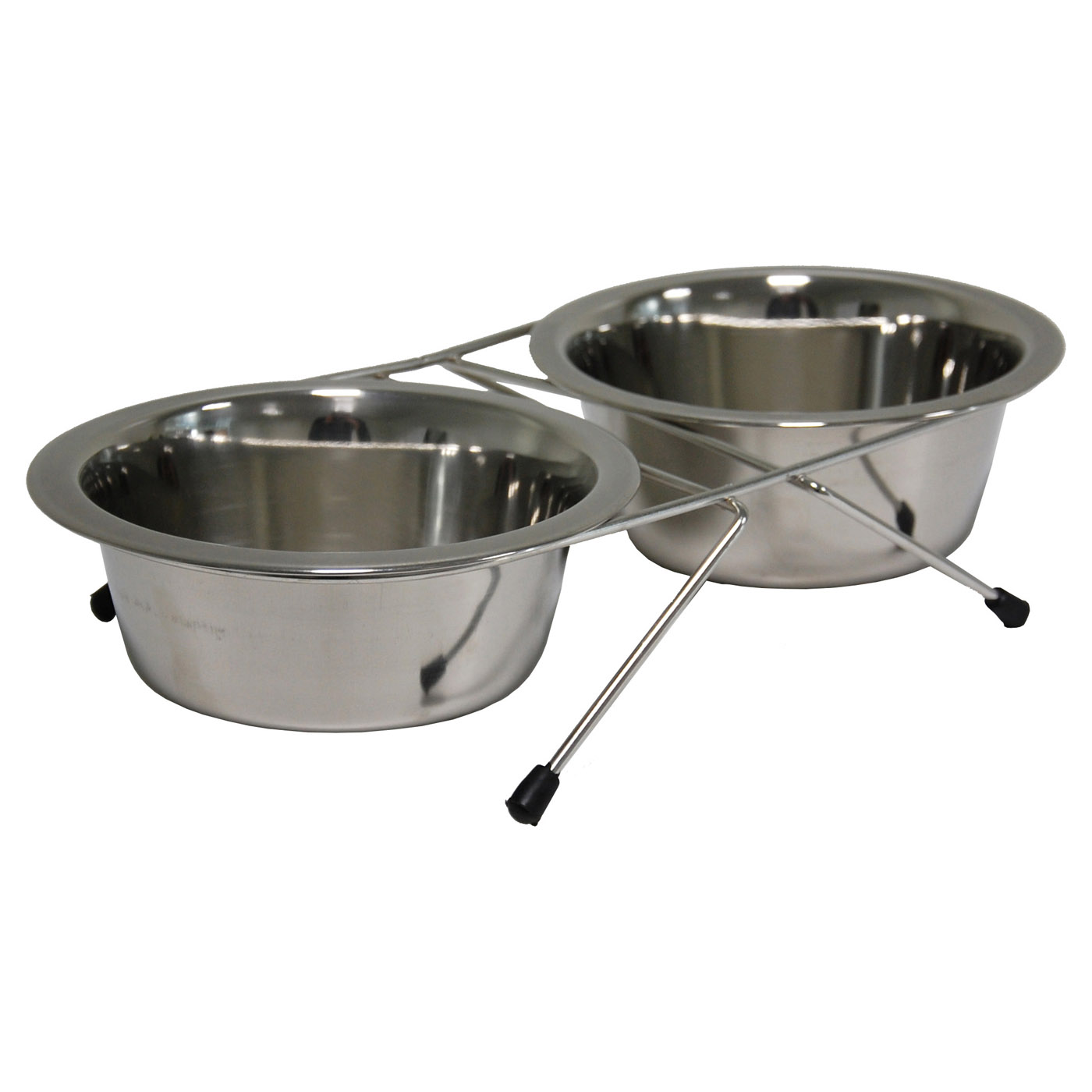 DOG BOWL STAINLESS STEEL DUBBLE NR2 2 X 16 CM