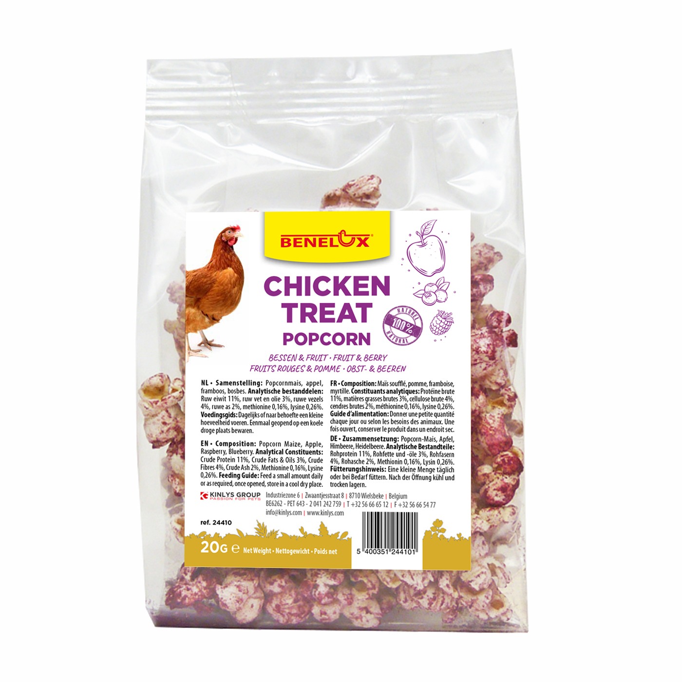 CHICKEN TREAT FRUIT & BERRY POPCORN 20GR