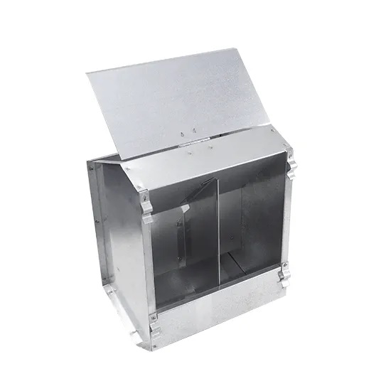GALVANIZED SHEET FEEDER FOR RABBITS 2 COMPARTMENTS WITH LID