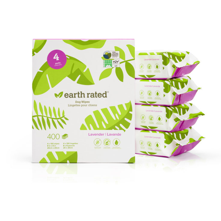 400 LINGETTES COMPOSTABLES 20X20CM PARFUME LAVANDE