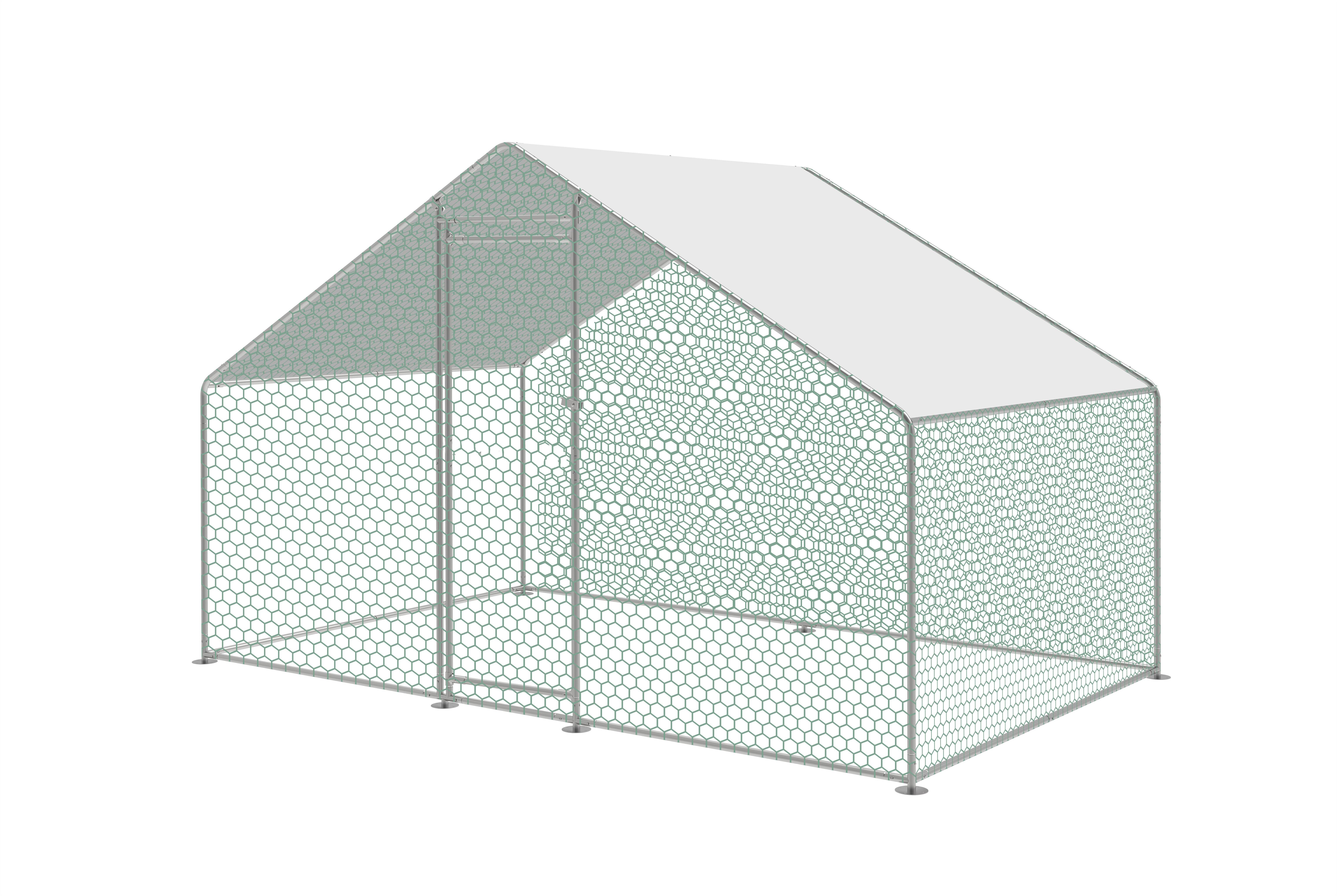 POULAILLER METALLIQUE AVEC TOIT 2X3X1,95 M - 2 BOÎTES