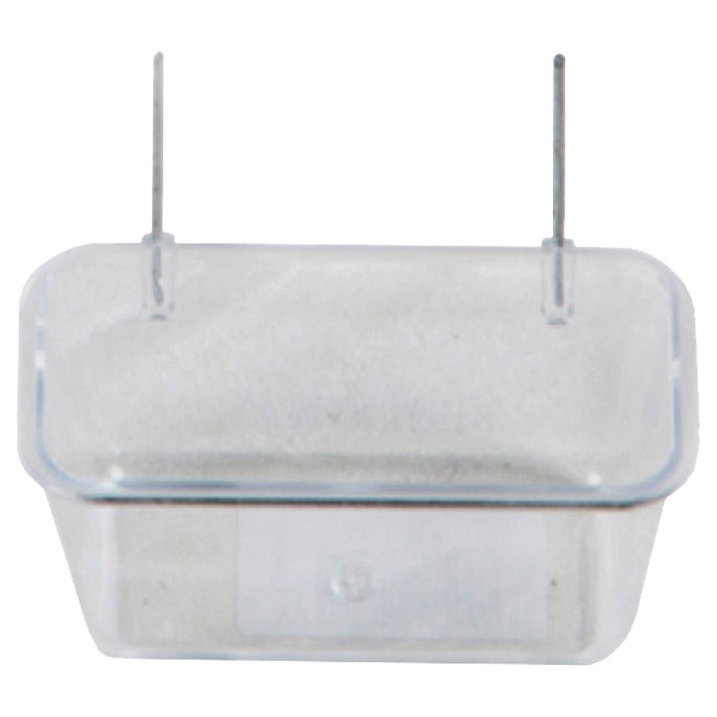 SMALL PLASTIC BIRD FEEDER WITH IRON HOOKS 8X4X3CM